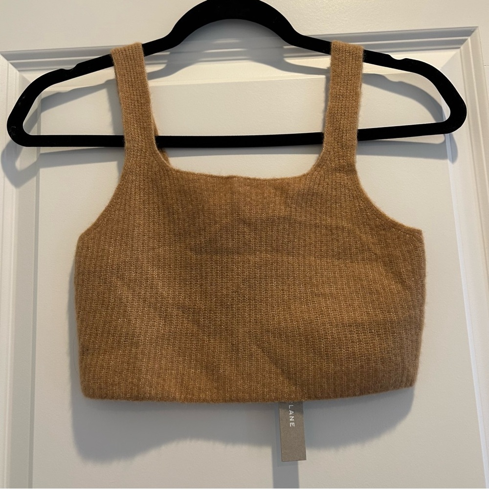 NWT Everlane The Cozy Stretch Wool Yak Blend Camel Tan Brown Tank Top